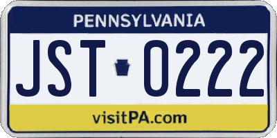 PA license plate JST0222