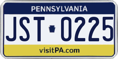 PA license plate JST0225