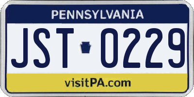 PA license plate JST0229
