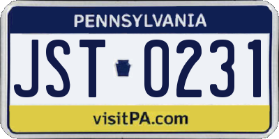 PA license plate JST0231