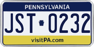 PA license plate JST0232