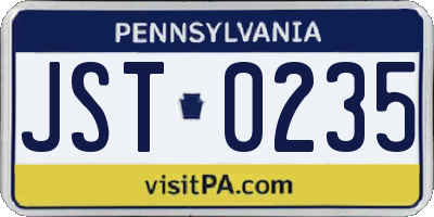 PA license plate JST0235