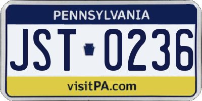 PA license plate JST0236