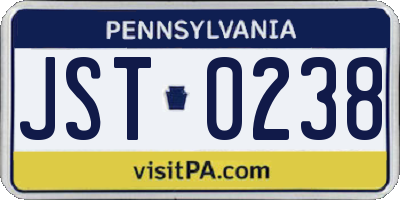 PA license plate JST0238