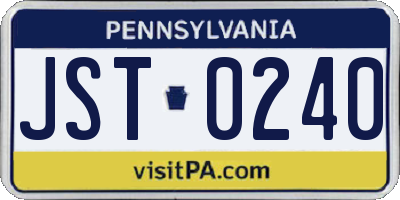 PA license plate JST0240
