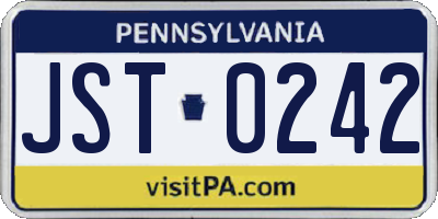 PA license plate JST0242