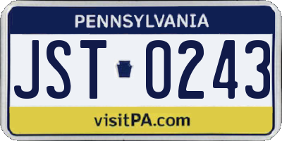 PA license plate JST0243