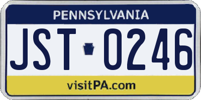 PA license plate JST0246