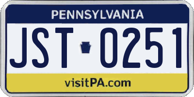 PA license plate JST0251