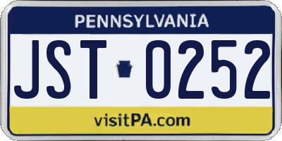PA license plate JST0252