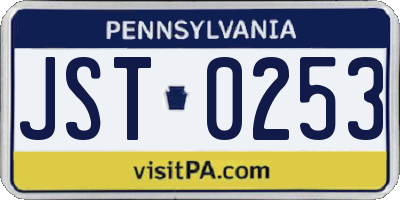 PA license plate JST0253
