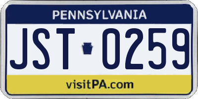 PA license plate JST0259