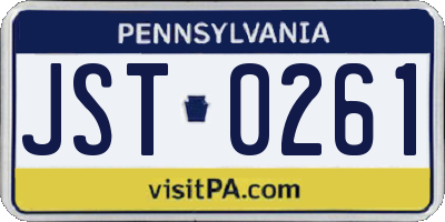 PA license plate JST0261