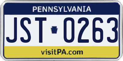 PA license plate JST0263