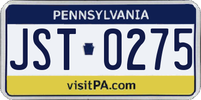 PA license plate JST0275