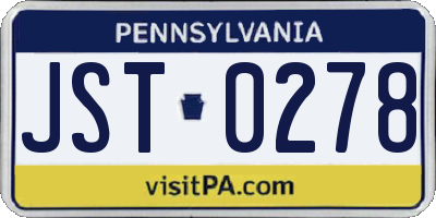PA license plate JST0278