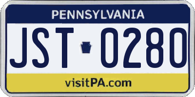 PA license plate JST0280