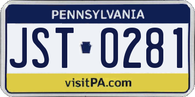 PA license plate JST0281