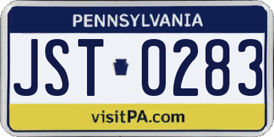 PA license plate JST0283