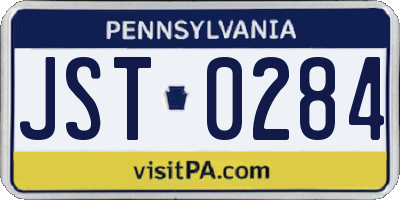 PA license plate JST0284