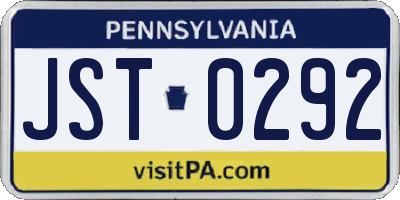 PA license plate JST0292