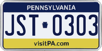 PA license plate JST0303
