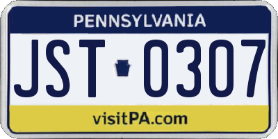 PA license plate JST0307