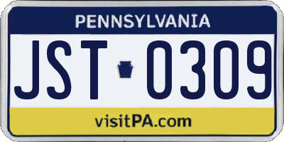 PA license plate JST0309
