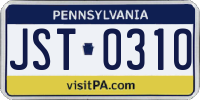 PA license plate JST0310