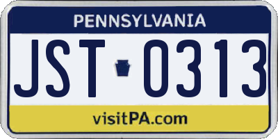 PA license plate JST0313