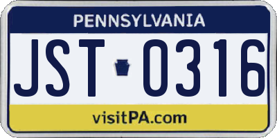 PA license plate JST0316