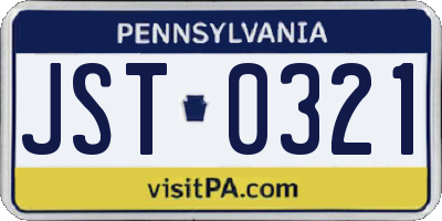 PA license plate JST0321