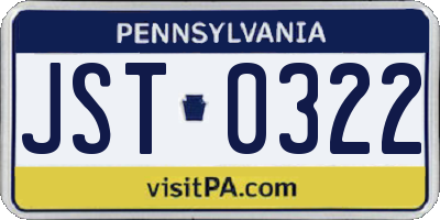 PA license plate JST0322