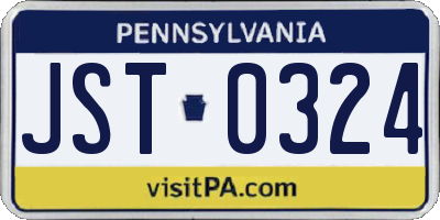 PA license plate JST0324