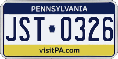 PA license plate JST0326