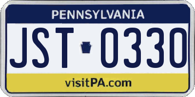 PA license plate JST0330
