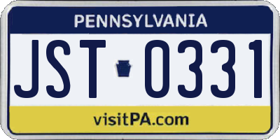 PA license plate JST0331