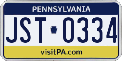 PA license plate JST0334