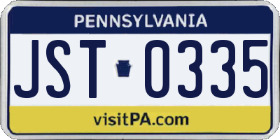PA license plate JST0335