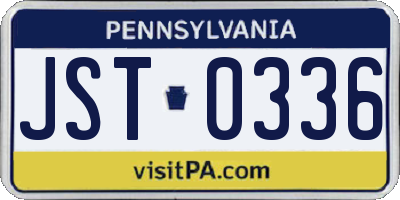 PA license plate JST0336