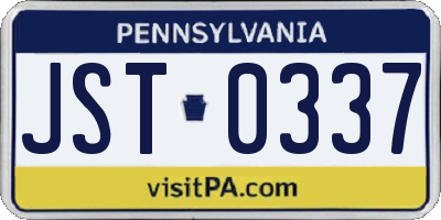 PA license plate JST0337