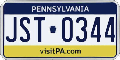 PA license plate JST0344
