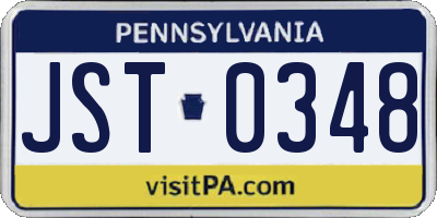 PA license plate JST0348