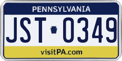 PA license plate JST0349