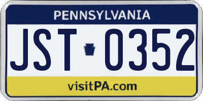 PA license plate JST0352