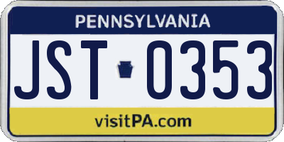 PA license plate JST0353