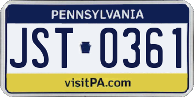 PA license plate JST0361