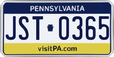 PA license plate JST0365