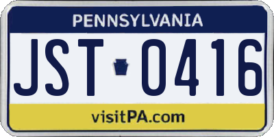 PA license plate JST0416