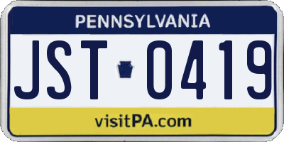PA license plate JST0419